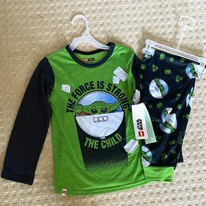 Star Wars Boys Mandalorian Baby Yoda 2 Piece Shirt & Pants Pajamas SET, Size 4-8